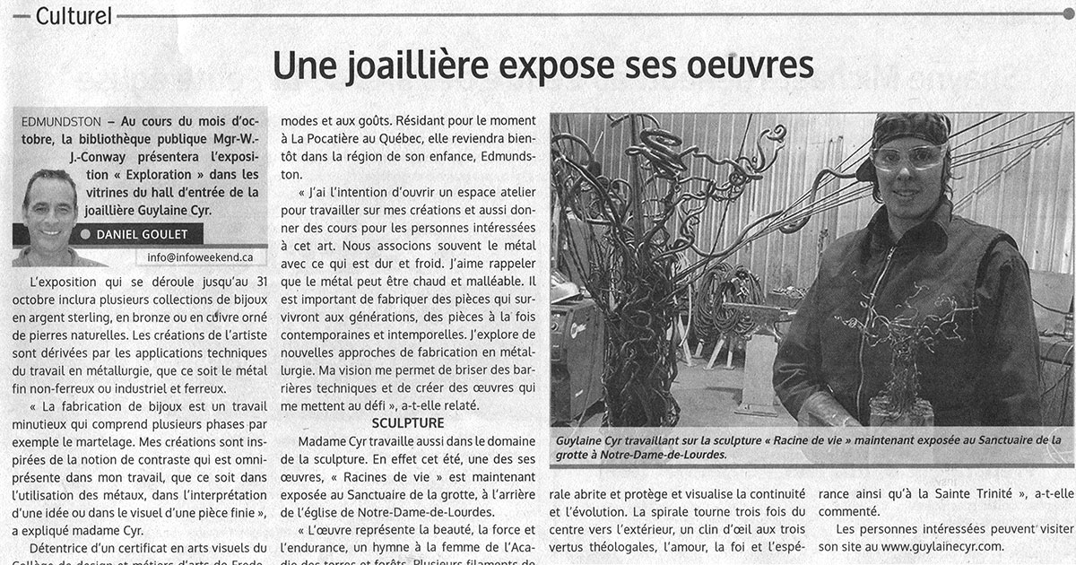 Une joaillière expose ses oeuvres