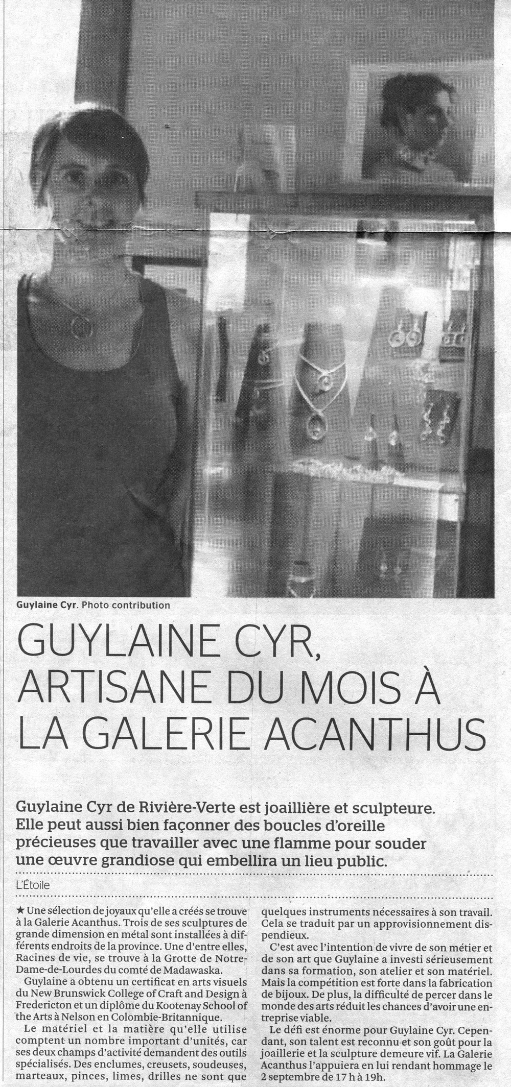 Guylaine Cyr, artisane du mois à la Galerie Acanthus