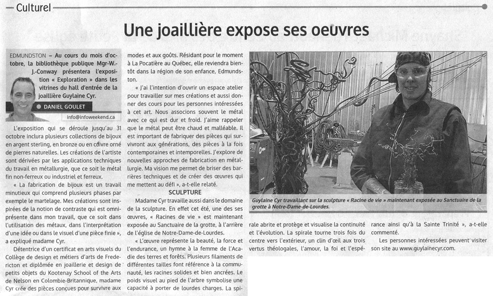 Une joaillière expose ses oeuvres