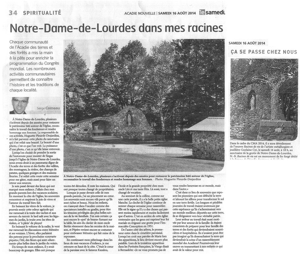 Notre-Dame-de-Lourdes dans les racines