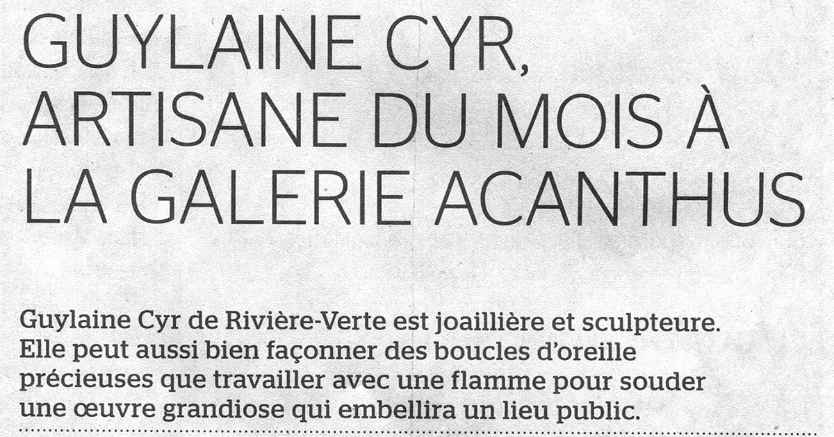 Guylaine Cyr, artisane du mois à la Galerie Acanthus